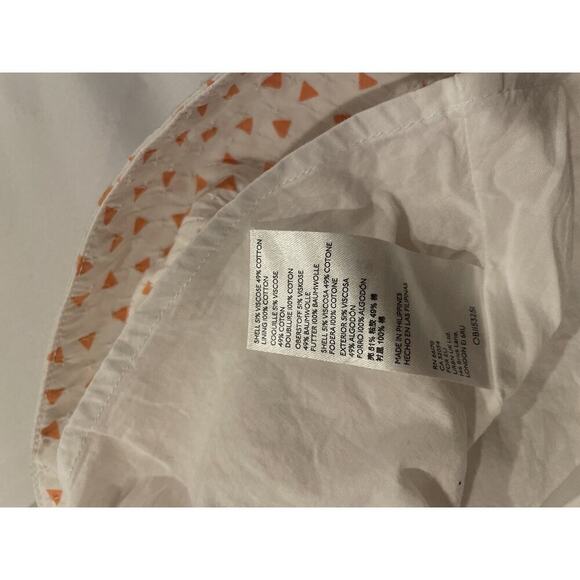 Anthropologie Maeve Midi Shirt Dress 2 S Puff Sleeve Tie Front Collar Triangles - Picture 7 of 7